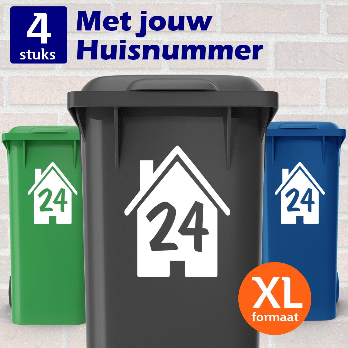 Container Stickers XL - Huis met huisnummer - Kleurmedia Container Stickers XL - Huis met huisnummer Containerstickers