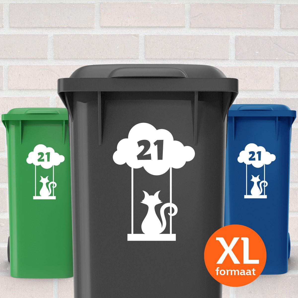 Container Stickers XL - Kat onder Wolk - Kliko stickers – Kleurmedia®