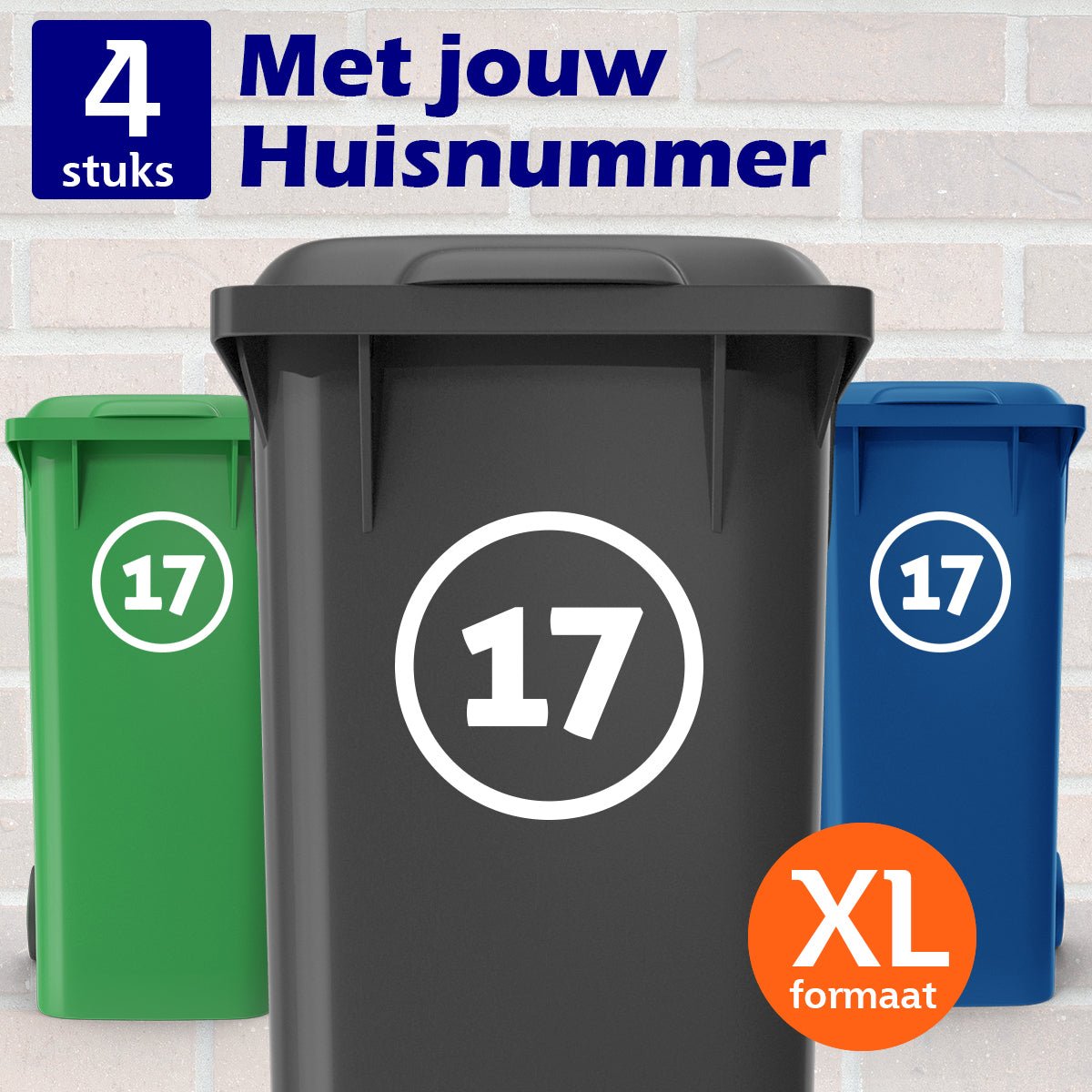 Container Stickers XL - Rondje - Kliko stickers - Kleurmedia Container Stickers XL - 3 stuks - Rondje - Kliko stickers - Wit Containerstickers