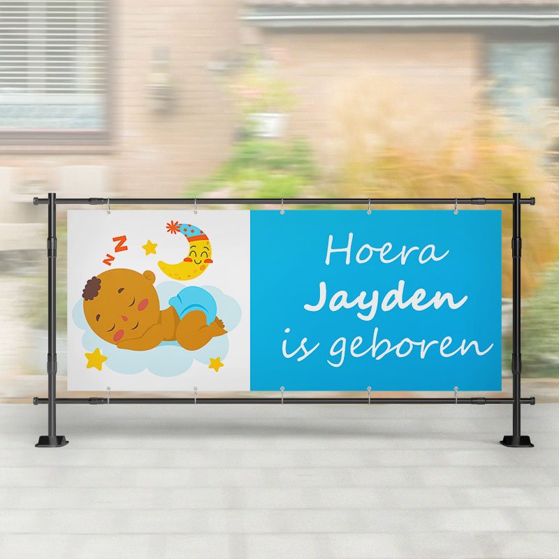 Geboorte spandoek | Baby Slaapt Blauw – Kleurmedia®