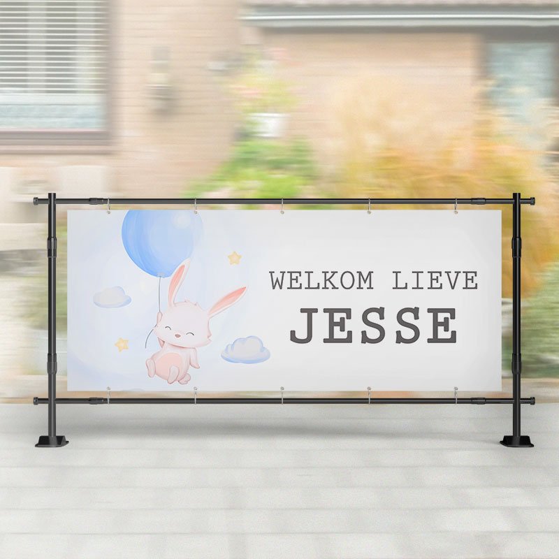Geboorte spandoek | Konijntje met Ballon – Kleurmedia®