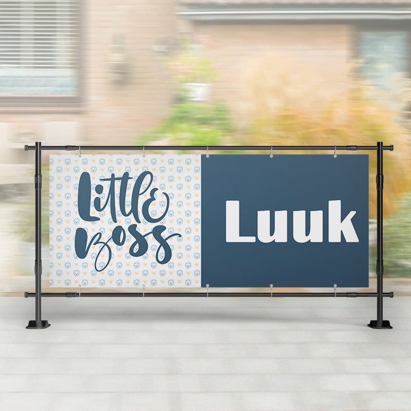 Geboorte spandoek | Little Boss Blauw – Kleurmedia®
