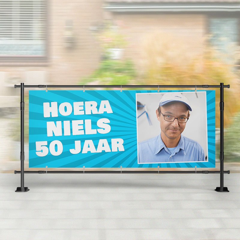 Spandoek Abraham / Verjaardag | Foto Abraham / verjaardag blauw – Kleurmedia®