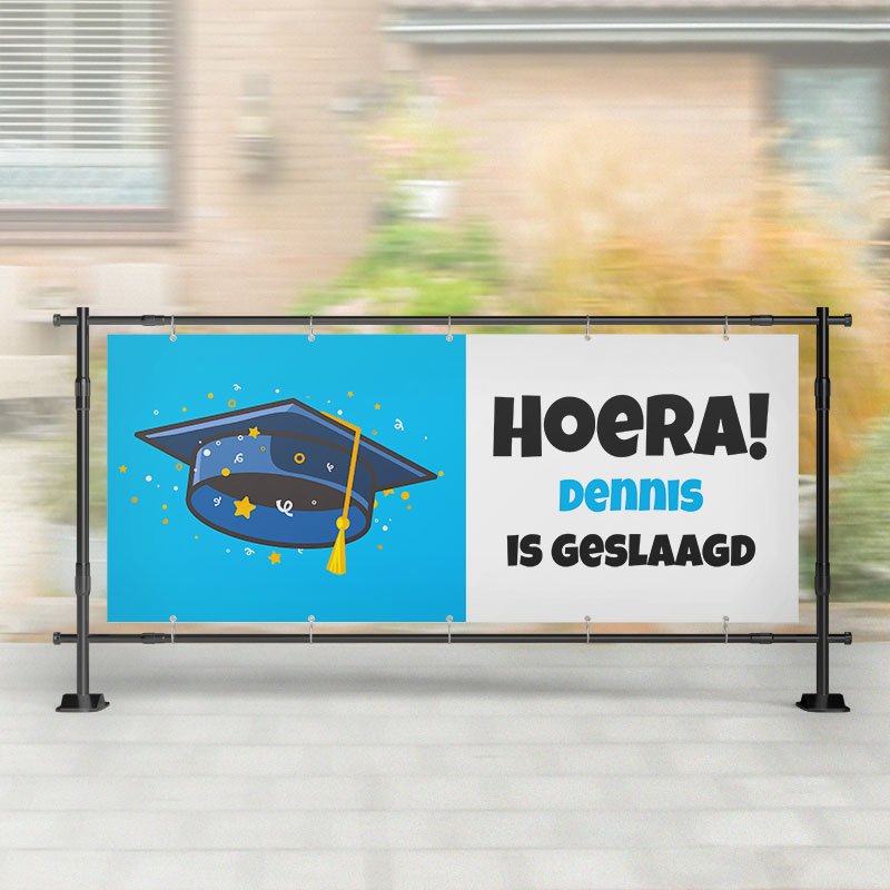 Spandoek Geslaagd | Hoedje Blauw – Kleurmedia®