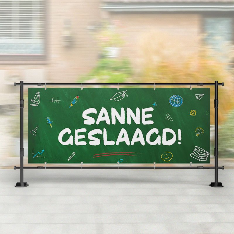 Spandoek Geslaagd | Schoolbord Groen met Naam – Kleurmedia®