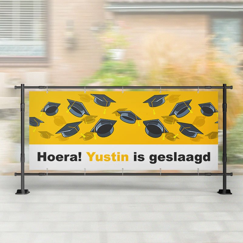 Spandoek Geslaagd | Studenten Hoedjes Geel – Kleurmedia®
