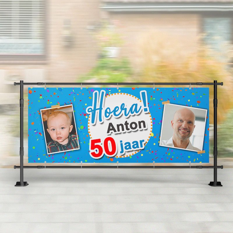 Spandoek Verjaardag - Hoera! 50 jaar – Kleurmedia®