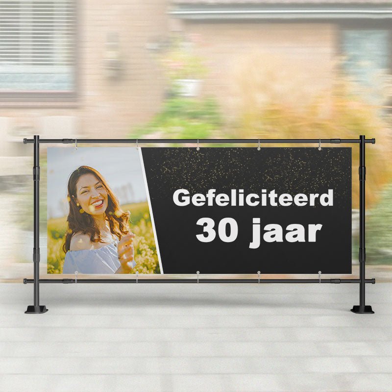 Spandoek Verjaardag | Zwart, Foto, Gefeliciteerd! – Kleurmedia®